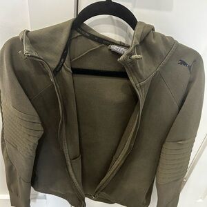 Puma Olive Green Hooded Zip Jacket